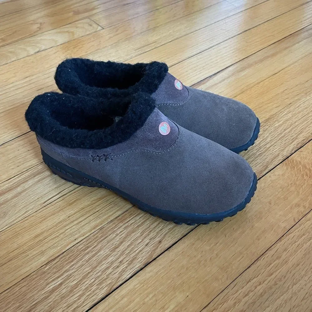 Brown Suede Slip-On Shoes with Black Fur Lining youth 1